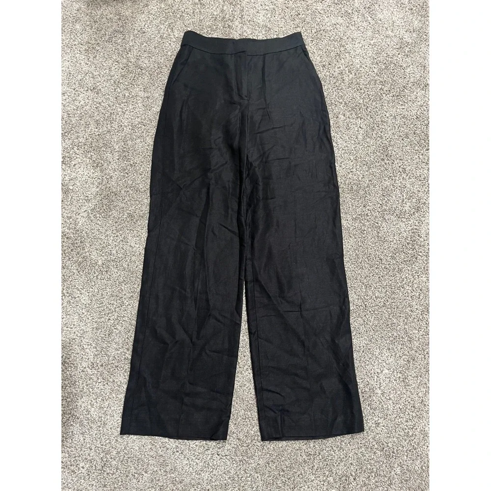 Aritzia The Limitless Pant Black Linen Blend Wide Leg Trousers Size 4